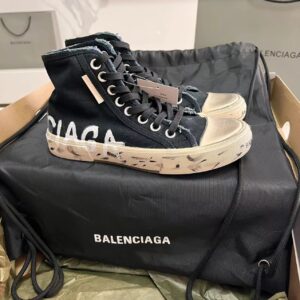 Balenciaga Paris High Top Graffiti Sneaker In Black