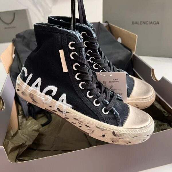 Balenciaga Paris High Top Graffiti Sneaker In Black - Image 3