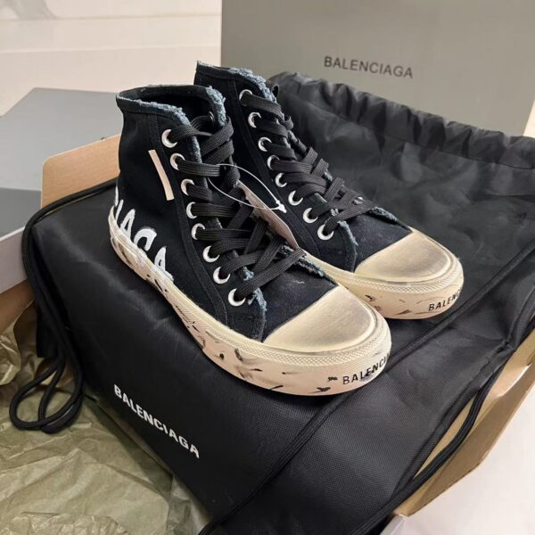 Balenciaga Paris High Top Graffiti Sneaker In Black - Image 4