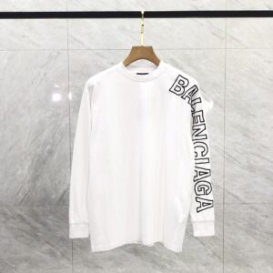 Balenciaga Outline Long Sleeve T-Shirt Oversized In White