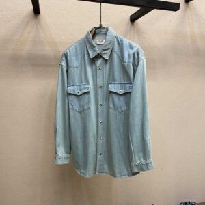 Celine Western Shirt In Faded Summer Wash Denim