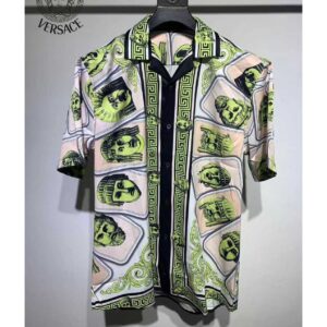 Versace Le Maschere Oversized Silk Shirt