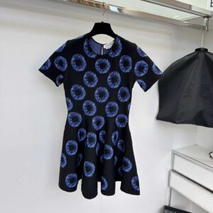 Alexander Mcqueen Women's Iris Jacquard Mini Dress In Black/Blue
