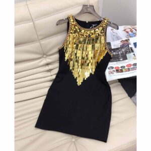 Balmain Grain De Poudre Embroidered Dress