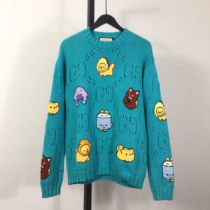 Gucci Knit Cotton Jumper With Animal Embroidery