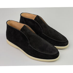 Loro Piana White Sole Summer Walk Loafers In Caviar