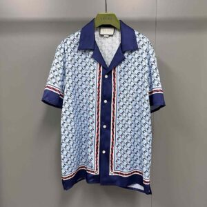 Gucci Geometric Square G Print Silk Shirt