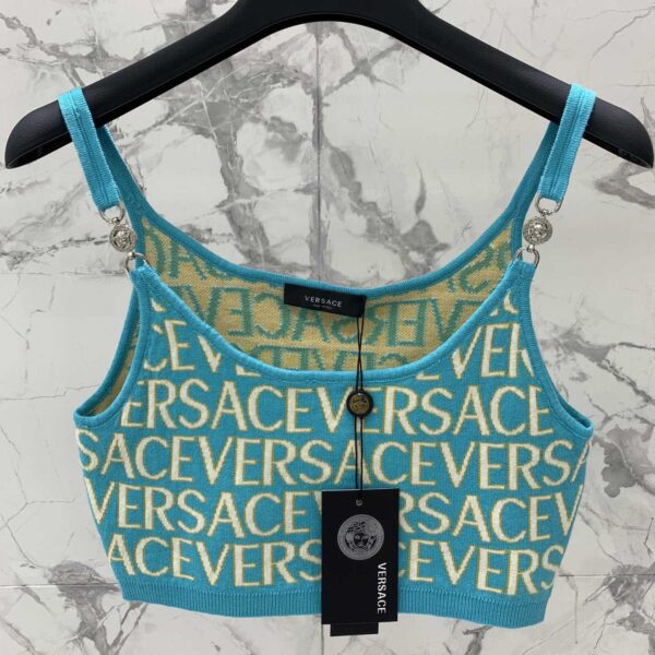 Versace Allover Knit Crop Top & Skirt - Image 5