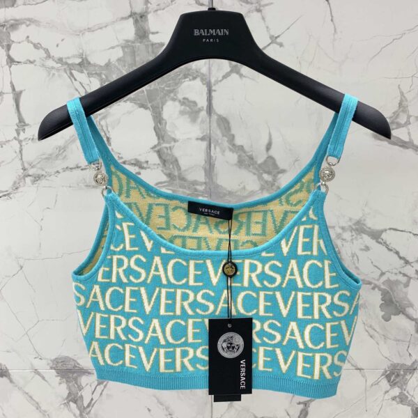 Versace Allover Knit Crop Top & Skirt - Image 8